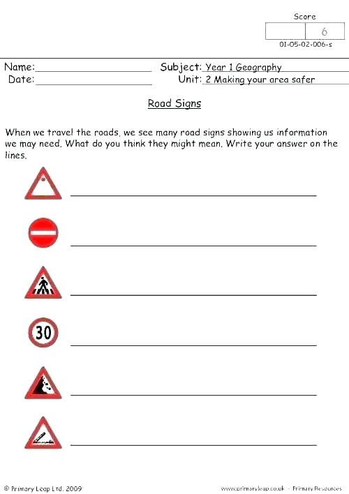 Road Safety Worksheets