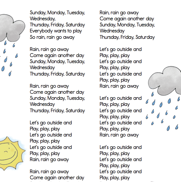 Classroom Classics  Rain Rain Go Away  Lyric Sheet