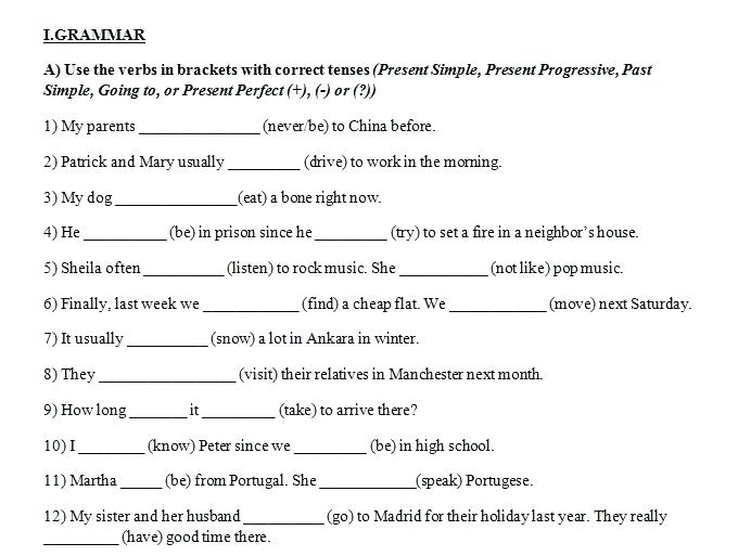 Verb Worksheets 5th Grade Free