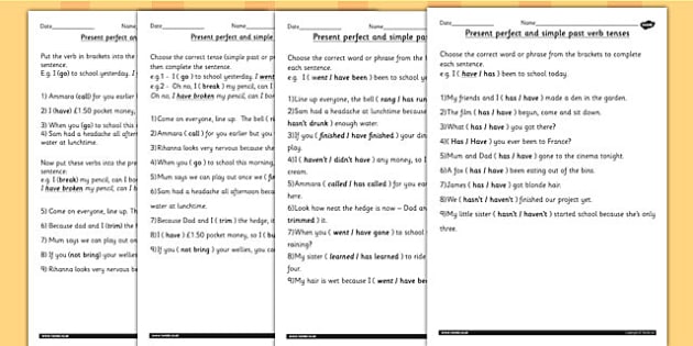 Using Present Perfect And Past Simple Esl Worksheets