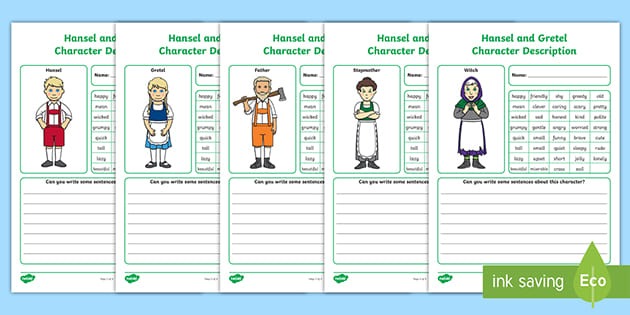 Hansel And Gretel Character Description Worksheets