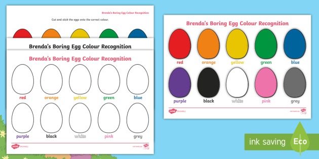 Egg Colour Recognition Worksheet   Worksheets