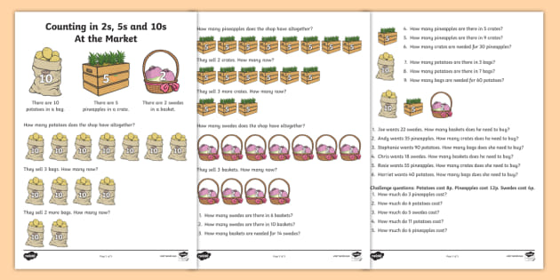 Counting In 2s 5s And 10s Multiplication Worksheet