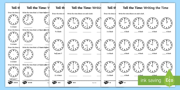Year 1 Tell The Time Differentiated Worksheet   Worksheets