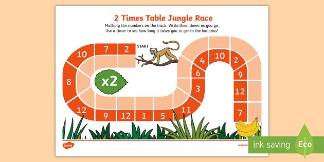 2 Times Table Jungle Race Worksheet   Worksheet