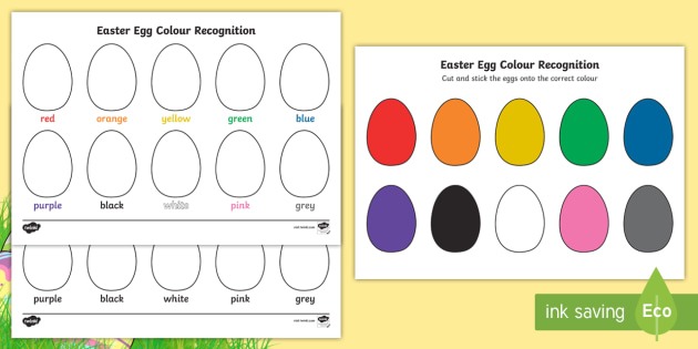 Easter Egg Colour Recognition Worksheet   Worksheets