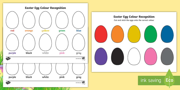 Easter Egg Colour Recognition Worksheet   Worksheets