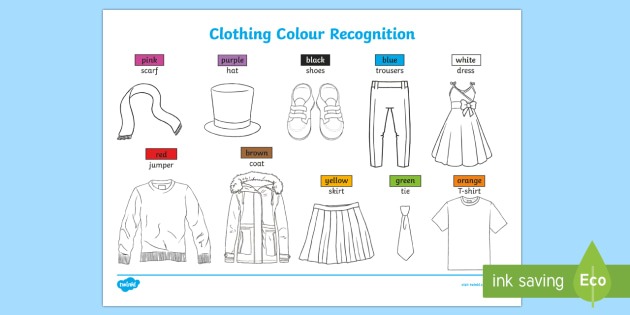 Clothing Colour Recognition Worksheet   Worksheets