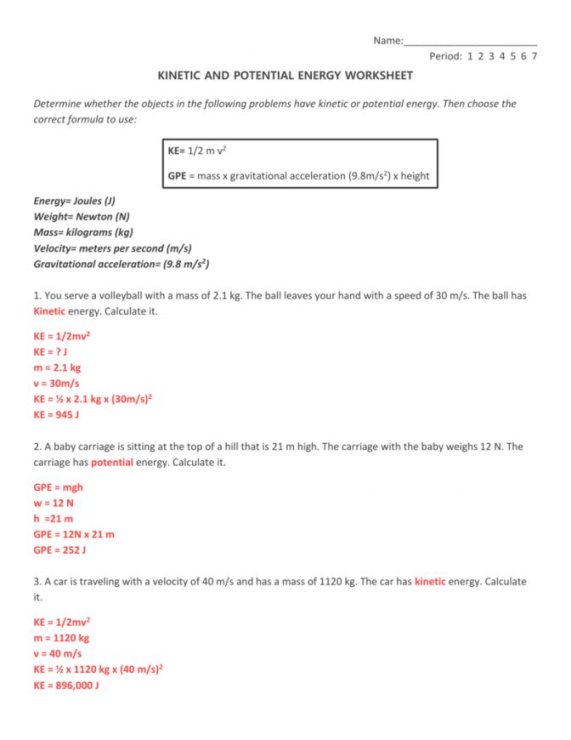 Top 10 Popular Introduction To Energy Worksheet Answers For