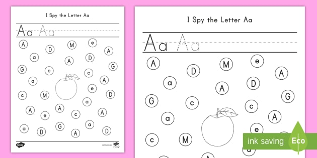 I Spy The Letter Aa Worksheet
