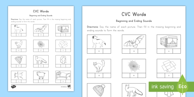 Cvc Words Beginning And Ending Sounds Worksheet