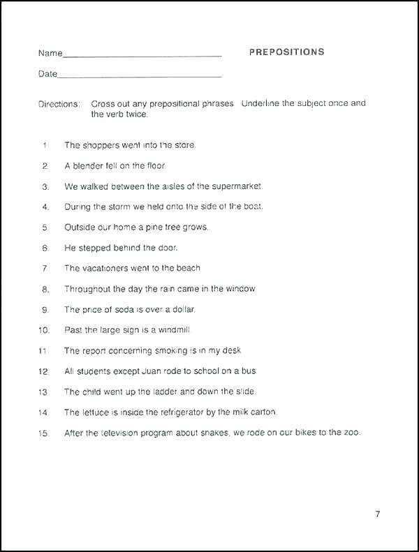 Verb Phrases Worksheets 7th Grade