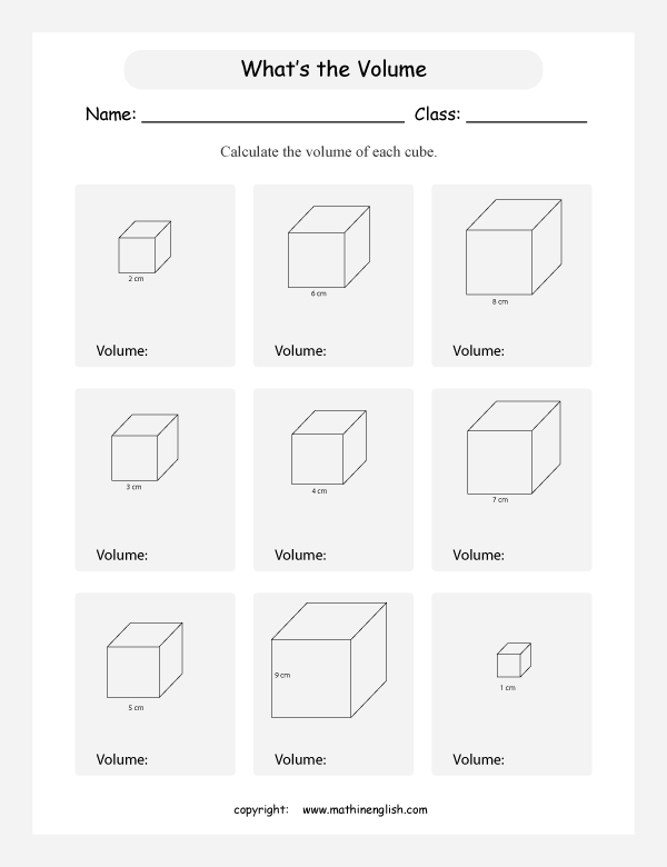 Calculate The Volume Of These Cubes Given The Length Of Side