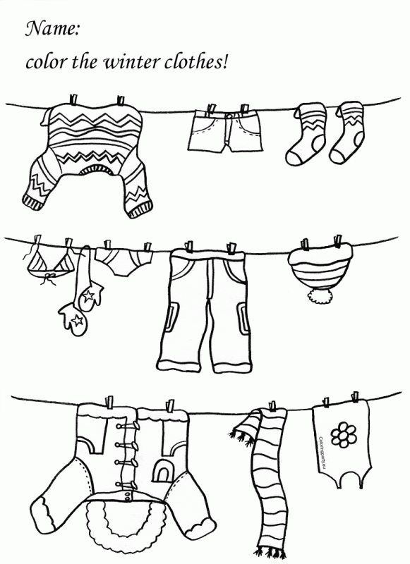Winter Clothing Worksheets For Preschool