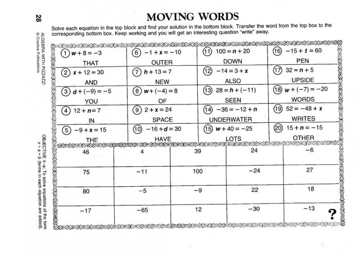005 Find Match Math Unique A Worksheet Pre Algebra Answers Answer