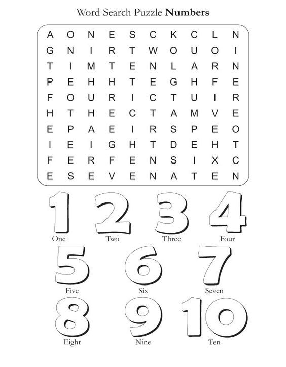 Word Search Puzzle Numbers