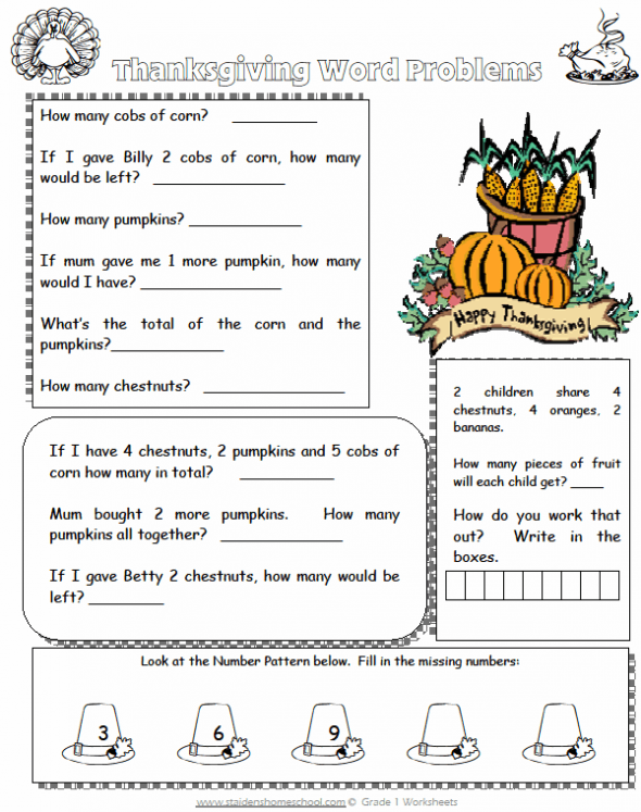 Free Grade 1 Thanksgiving