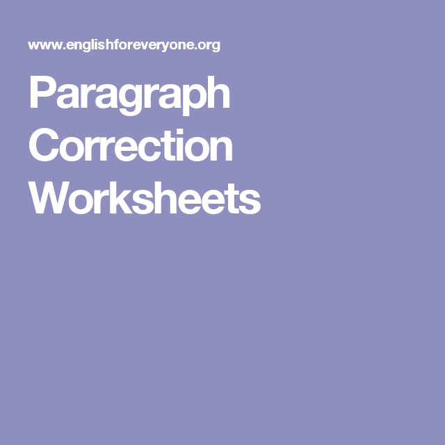 Paragraph Correction Worksheets