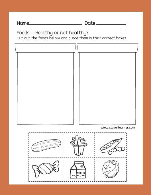 Free Preschool Science Worksheets  Healthy And Unhealthy Foods