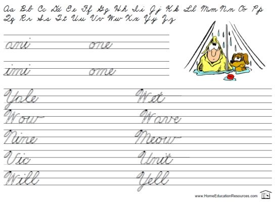 Printable Beginners Cursive Handwriting