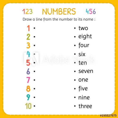 Draw A Line From The Number To Its Name  Numbers For Kids