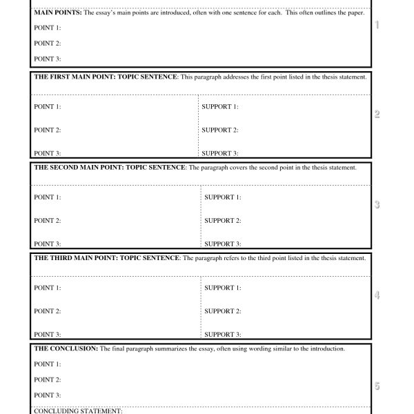 5 Paragraph Essay Outline Worksheet