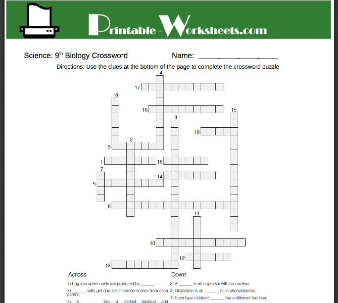 Free Biology Worksheets! Parents Can Also Help Students To Learn