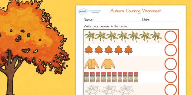 Autumn Counting Worksheet