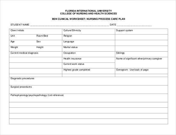Nursing Care Plan Template