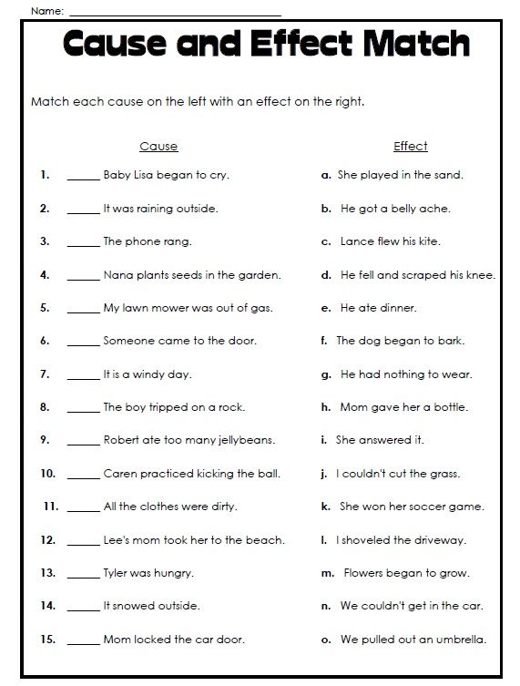 Cause And Effect Worksheets For 5th Grade