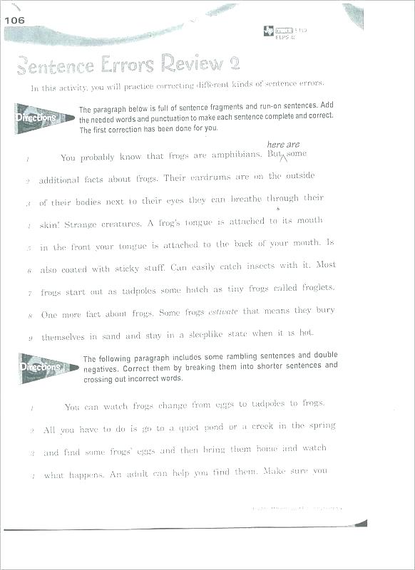 Sentence Correction Worksheets 2nd Grade