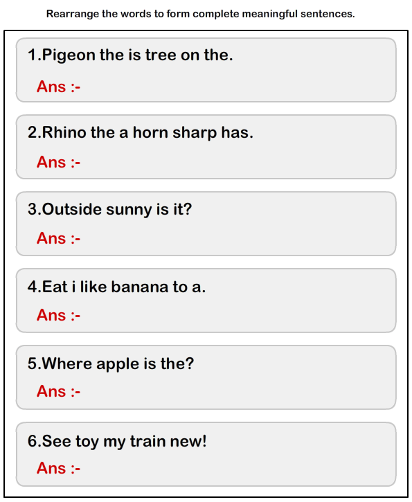 Rearrange The Words To Form A Sentence