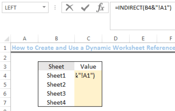 Excel Formula  Dynamic Worksheet Reference