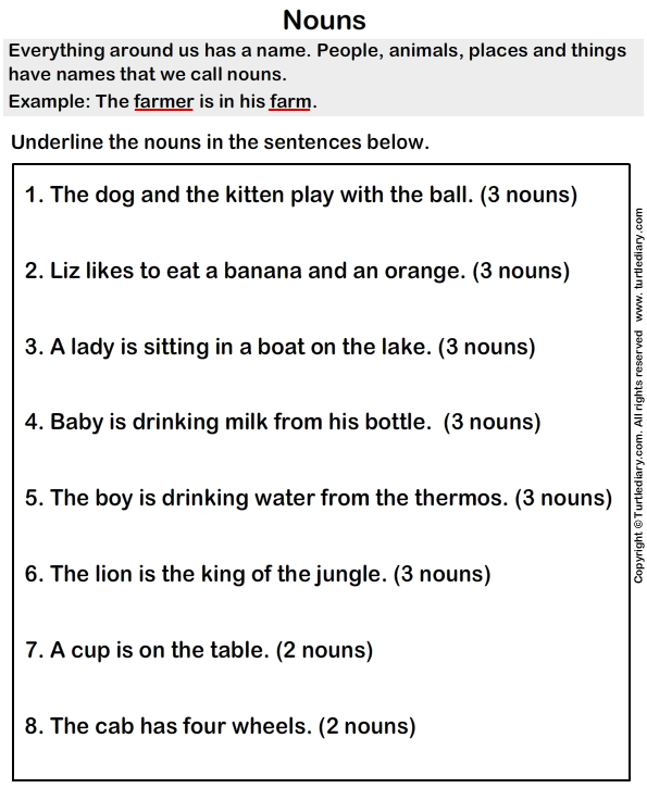 Find The Nouns Worksheet