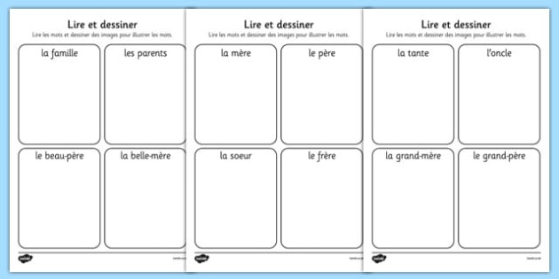 Ma Famille Read And Draw Worksheet French