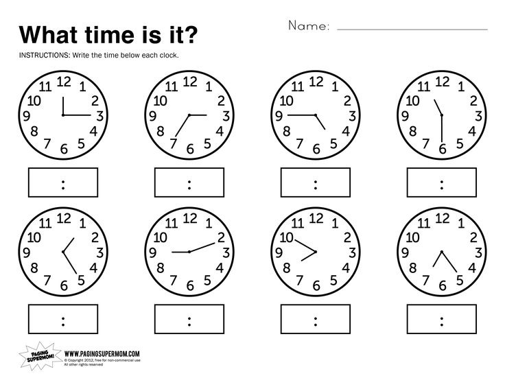 Free Printable Math Worksheets For Telling Time