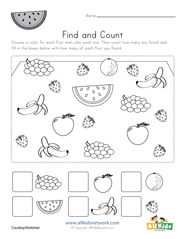 Fruit Find And Count Worksheet