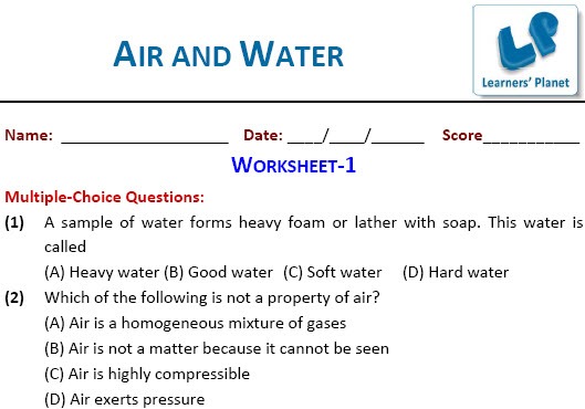 Science Online Printable Worksheets Air And Water For Class 6