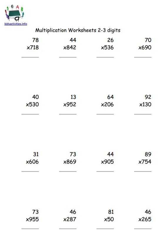 2 Digit Multiplication Worksheet With Answer