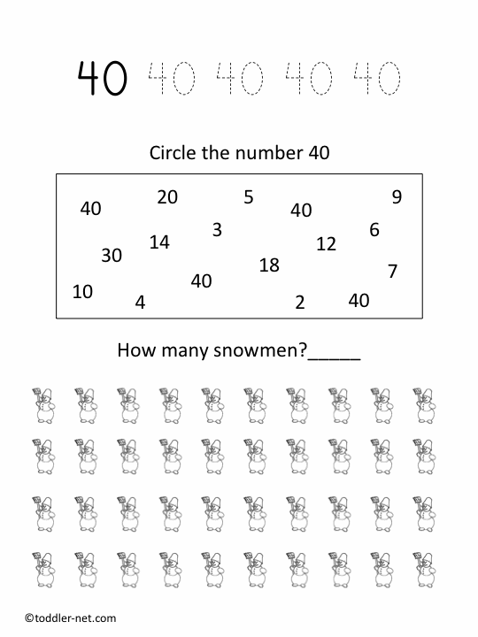 Free Printable Number 40 Worksheet