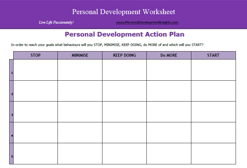 Personal Development Worksheets