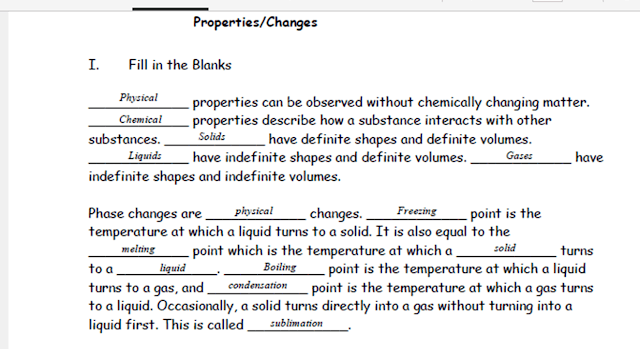 Ms  Clark's Physical Science Blog  Answer Key  Physical And