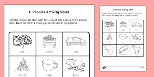 C Phonics Worksheet   Worksheet