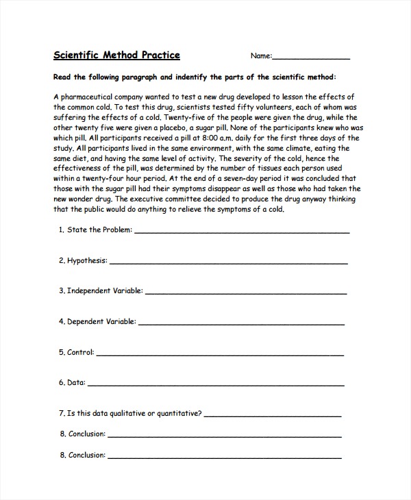 Scientific Method Worksheet Pdf