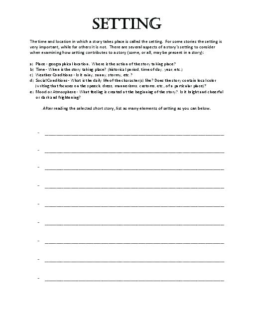 Story Elements Worksheets 2nd Grade My Story Elements Worksheets