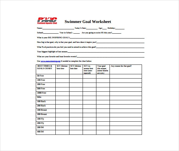 Goal Sheet Template