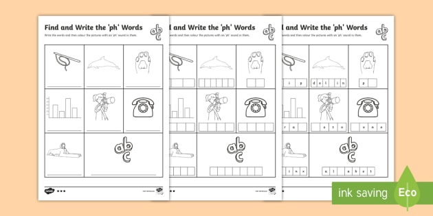 Find And Write The Ph Words Differentiated Worksheet   Worksheets