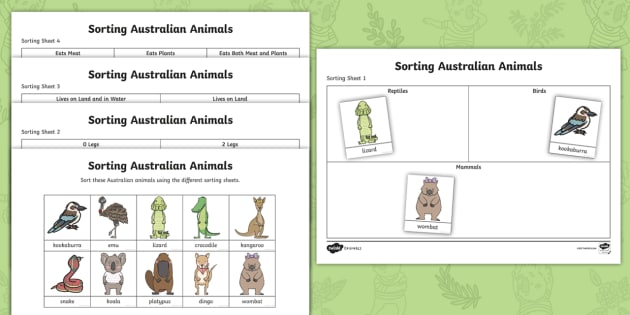 Part Of The Party  Sorting Australian Animals Worksheets