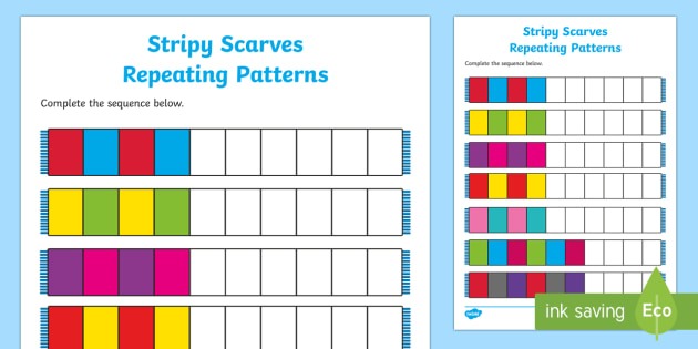 Stripy Scarves Repeating Patterns Worksheet   Worksheet