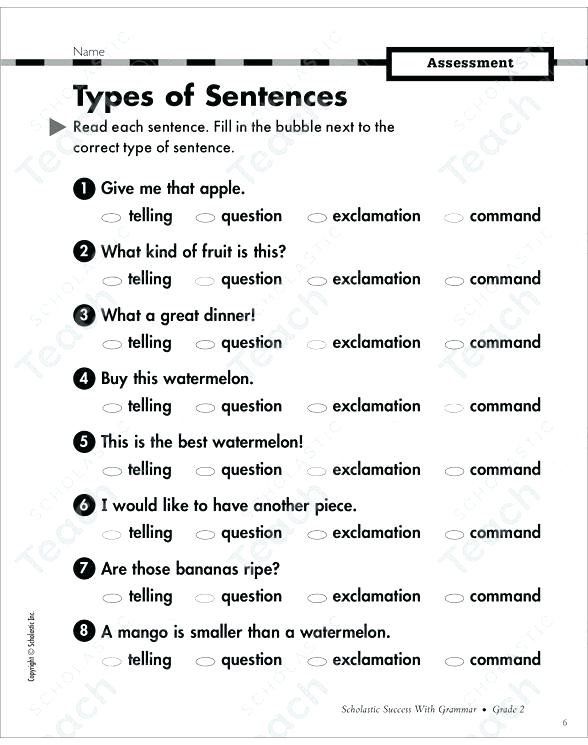 Types Of Sentences Worksheets 3rd Grade Commands Types Of